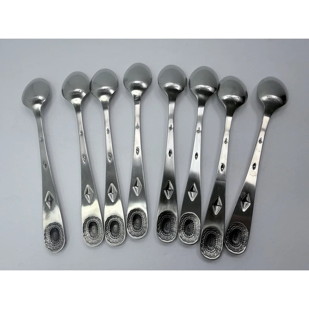 Wallace Taos 18/10 Southwest Style Stainless Flatware Iced Tea Spoons Set Of 8